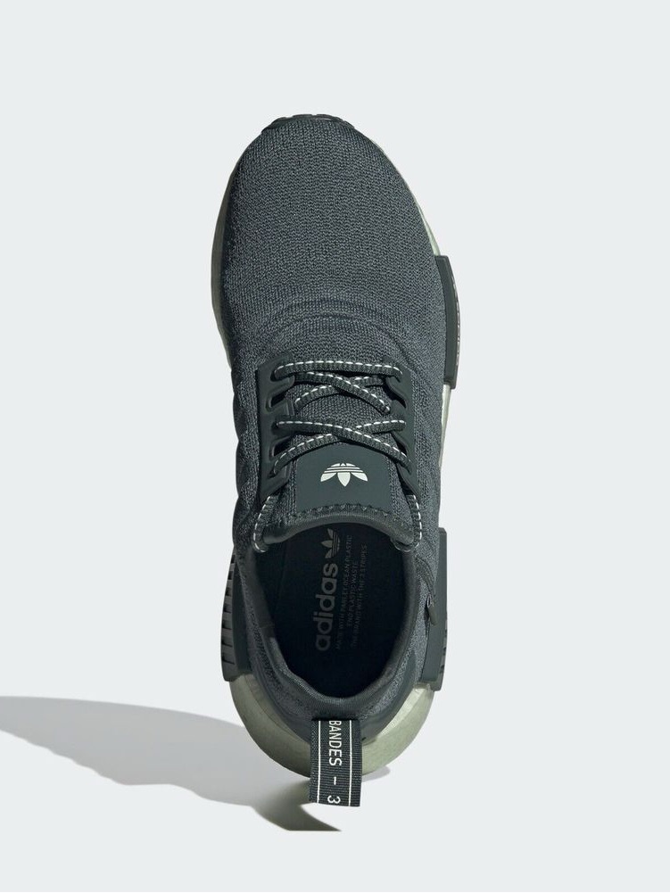 Adidas Nmd R1 Primeknit Trainer In Dark Green And White